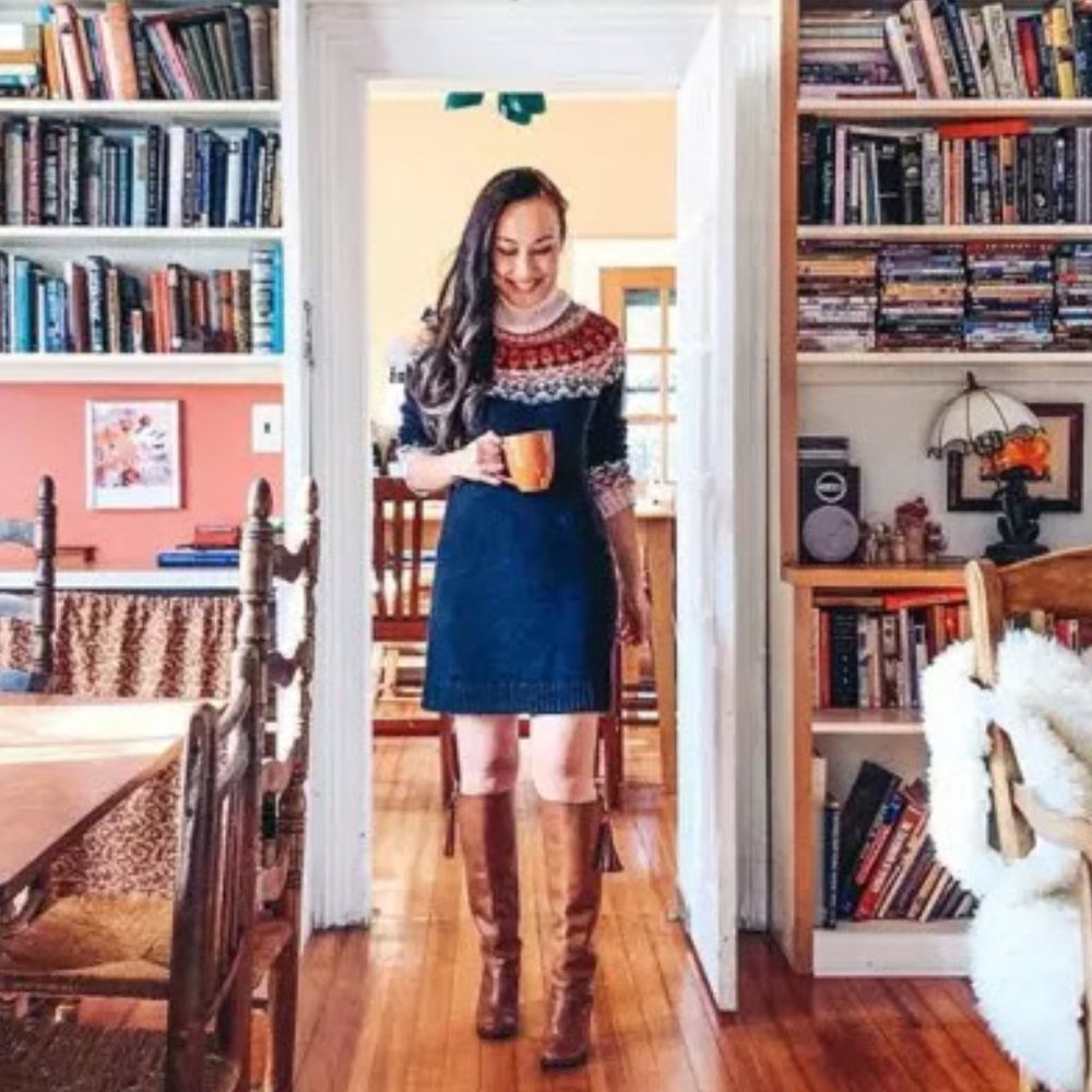 Fair Isle Turtleneck Sweater Dress